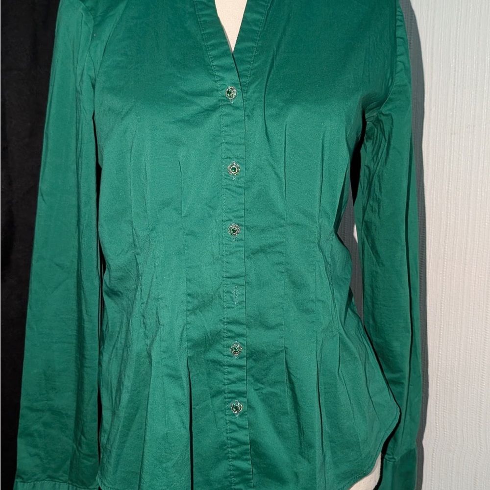 New York & Company Emerald Button-Down Shirt